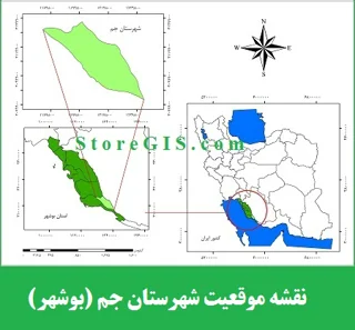 دانلود نقشه موقعیت شهرستان جم